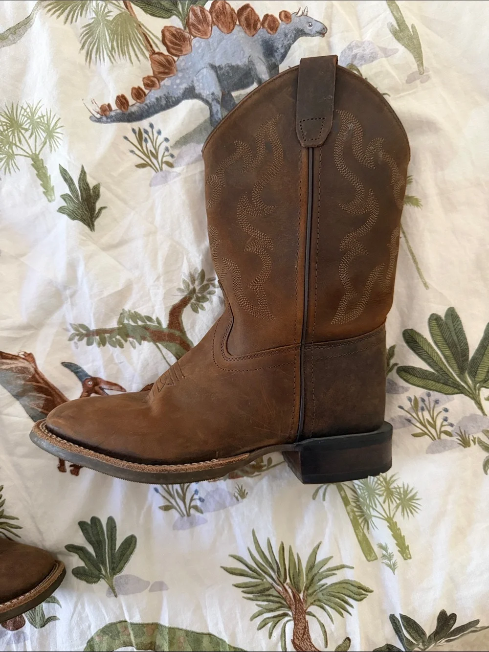 Kids Brown Leather Western Boots - Classic Pull-On Style